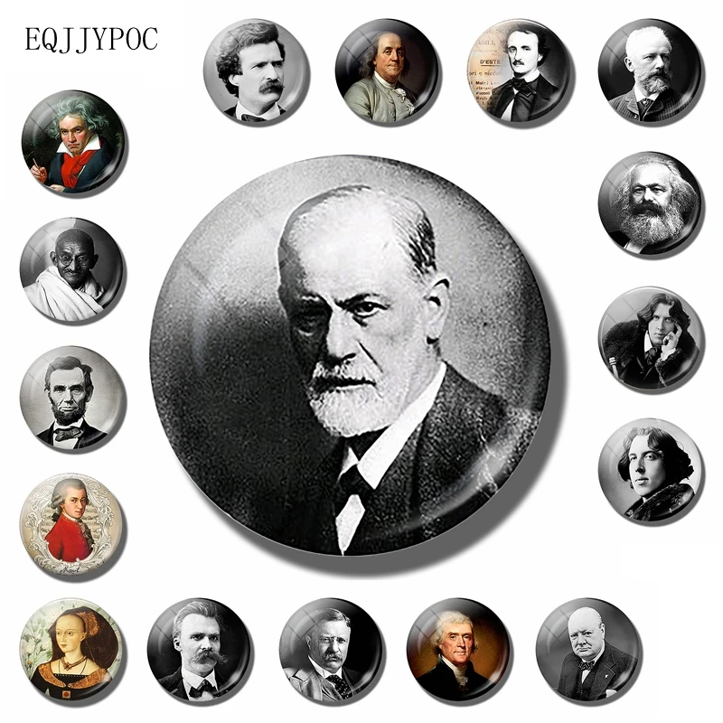 Магнитная наклейка на холодильник Sigmund Freud 30 мм для психоанализа знаменитых людей