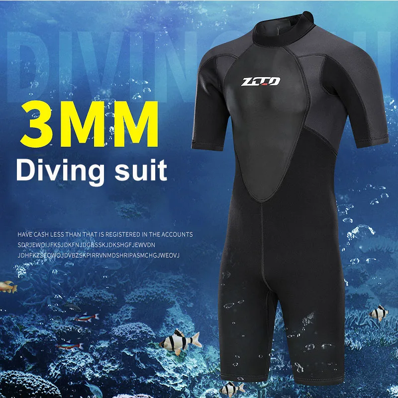 

ZCCO 3mm neoprene Wetsuit Men short sleeve swimsuit Scuba Snorkeling spearfishing diving suit Surfing Sunproof one piece set