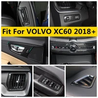 yimaautotrims carbon fiber look interior refit kit armrest lift button air ac panel cover trim for volvo xc60 2018 2021