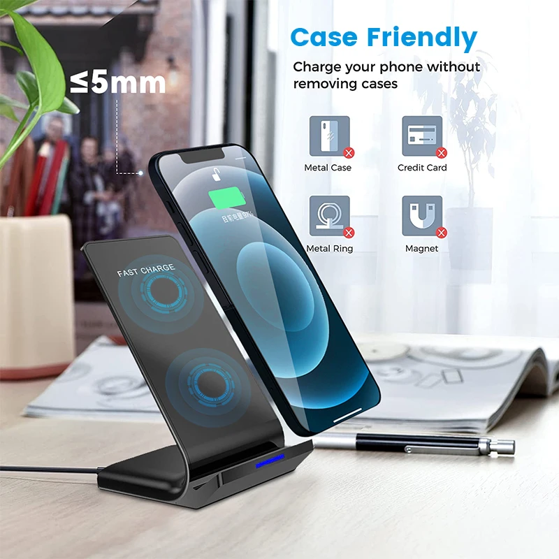 30w qi wireless charger stand fast charging dock station for iphone 13 12 11 pro x xs max xr samsung s20 s10 xiaomi phone holder free global shipping