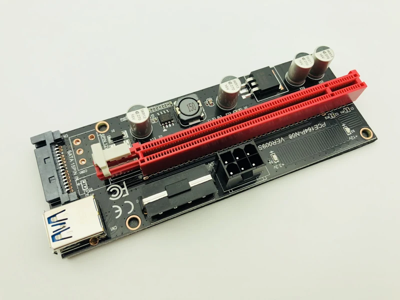 

009S PCI-E Express 1x to 16x Extender Riser Card USB3.0 Extender Cable For Miner Machine PCI-E SATA 4PIN 6PIN SATA Adapter Riser
