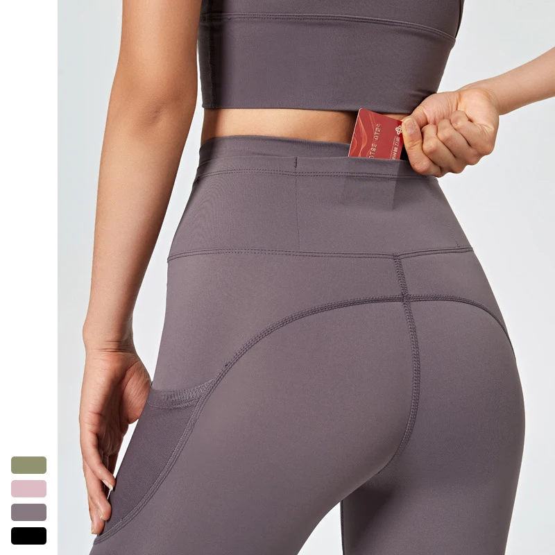 Женские штаны для йоги с карманами спортивная одежда бега эластичные леггинсы