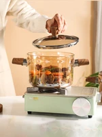 transparent amber glass stockpot open fire available soup stew pot wood handle heat resistant 2 5l3 5l noodle bowl milk pot