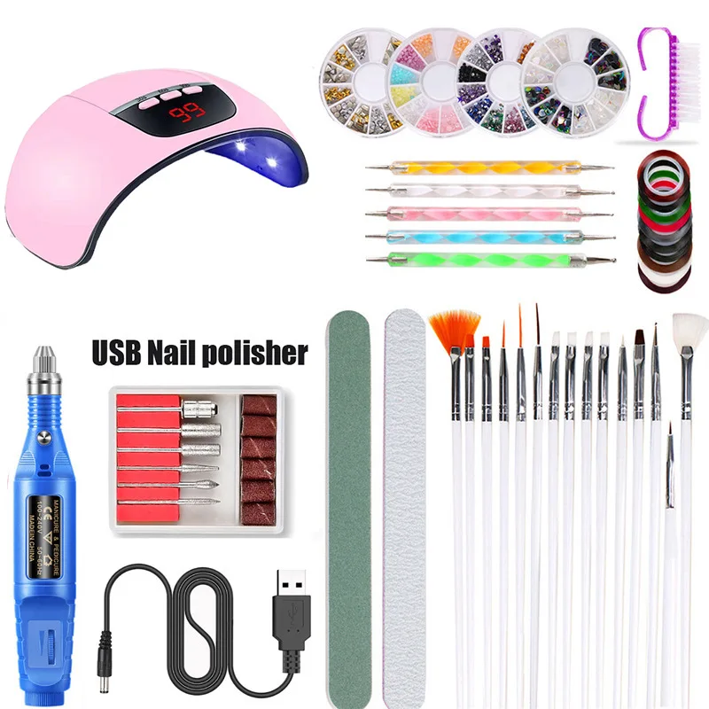 

45W USB Smart Induction Nail Manicure Lamp UV Lamp Nail Polishing Machine Nail Drill Tool Set Dropshipping SMJ