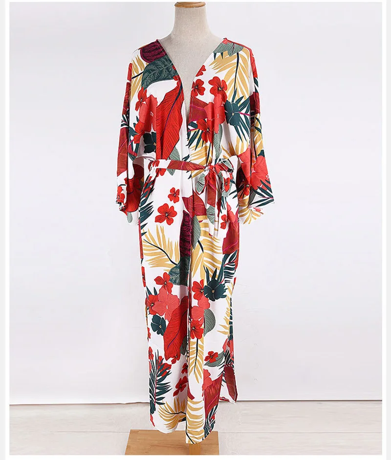 Пляжное кимоно с цветочным принтом Fitshinling купальный костюм летняя приталенная