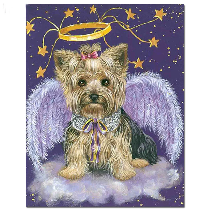 Алмазная вышивка сделай сам картина из страз йоркширского терьера ручной работы