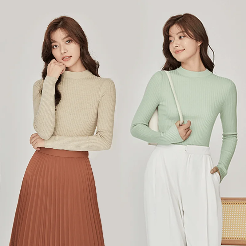 

Xiaomi 2021 spring and autumn new versatile inner bottom shirt slim fitting Long Sleeve Sweater Top Women's wear