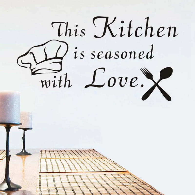 Kitchen is Seasoned With Love Letter Pattern Wall Sticker PVC Removable Home Decor DIY background | Дом и сад