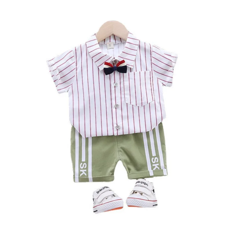 

New Fashion Summer Baby Boys Clothes Suit Children Striped Shirt Shorts 2Pcs/Sets Toddler Sports Casual Costume Kids Tracksuits