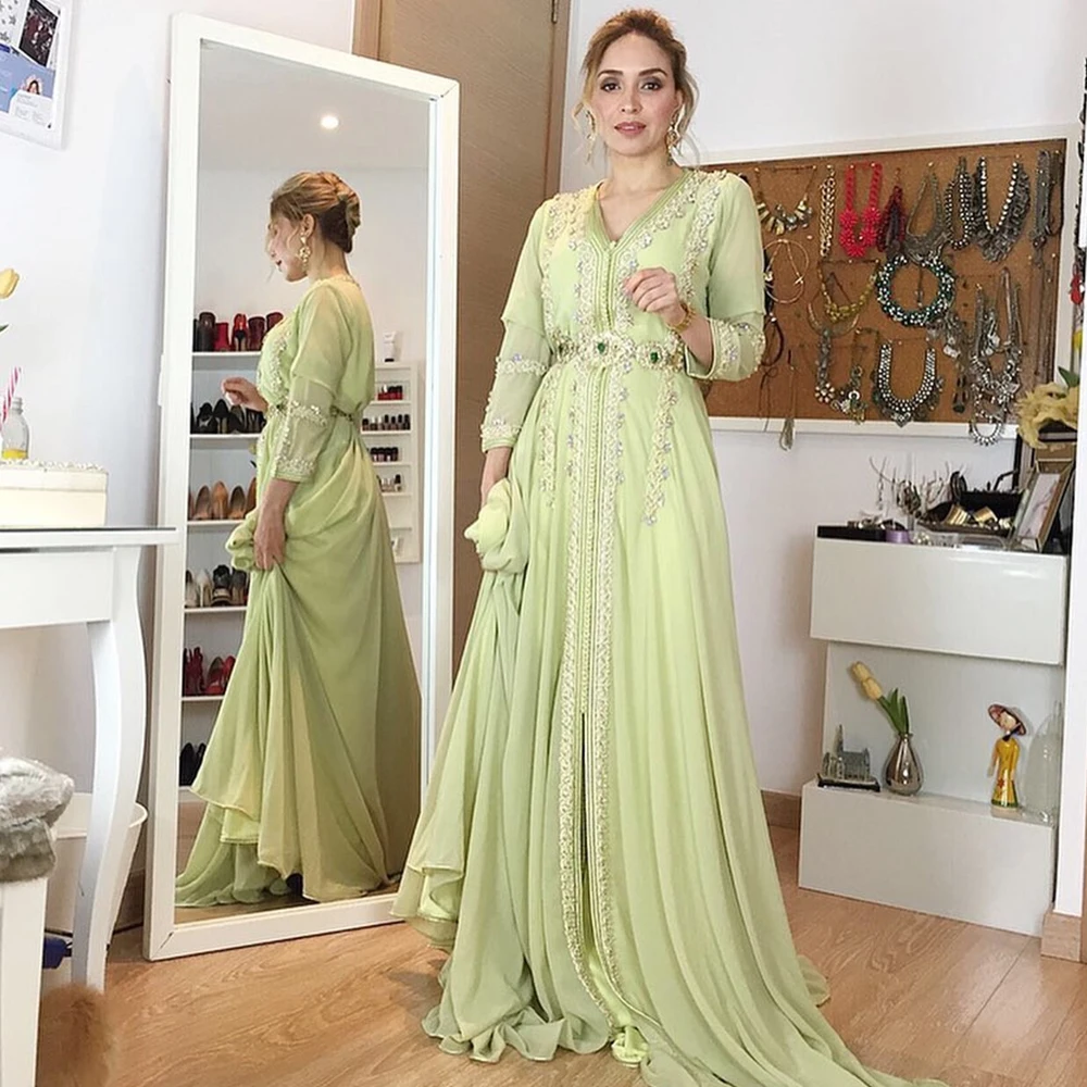 Bbonlinedress марокканское вечернее платье Caftan с бусинами ручная работа мусульманское