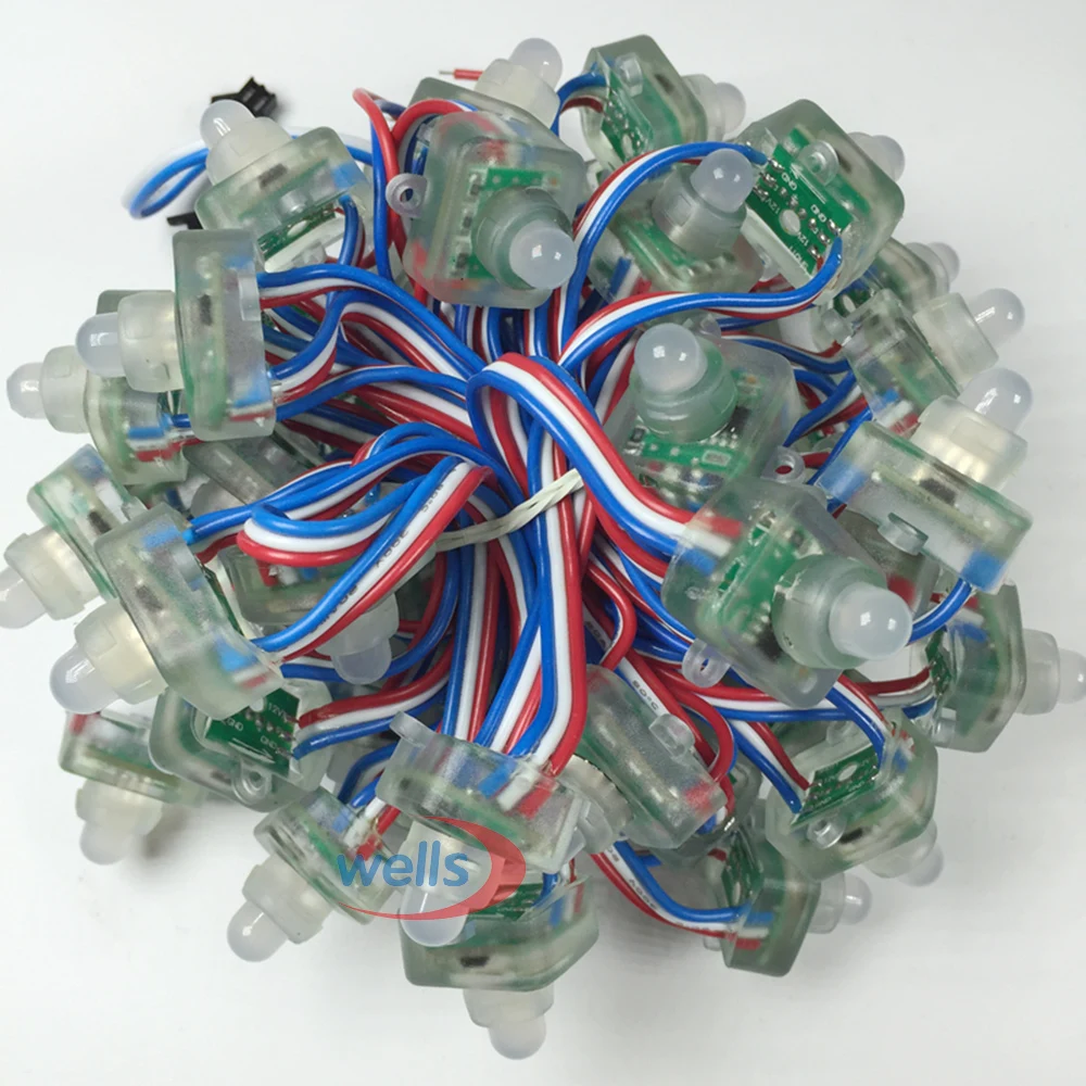 50 шт. WS2811 2811 квадратный полноцветный 12 мм диффузный RGB светодиодный 5 В DC