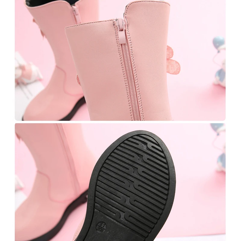 Высококачественные зимние сапоги до середины икры с бантом ботинки на плоской