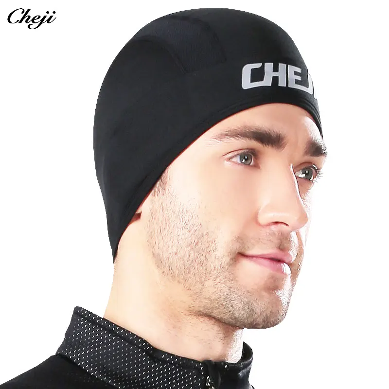 Зимняя флисовая велосипедная шапка CHEJI теплая черная уличная для альпинизма бега