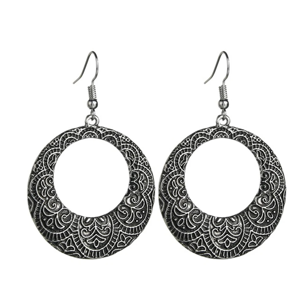 Женские Цветочные Резные полые большие круглые висячие серьги на крючке