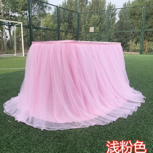 pink 1 м разноцветный тюль, юбка-пачка для стола, фатиновая посуда для свадебного украшения, для вечеринки в честь рождения ребенка, вечерние, свадебные, домашний текстиль, для дня рождения - Цвет: pink