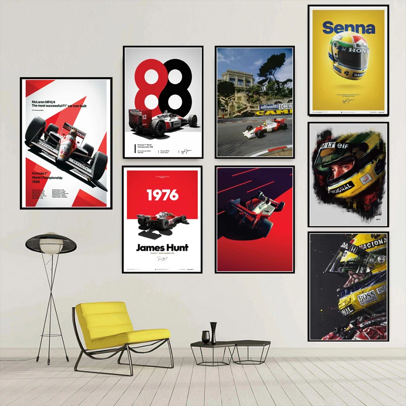 NT043 Горячая Ayrton Senna F1 формула гоночный автомобиль современный Плакат Украшение на