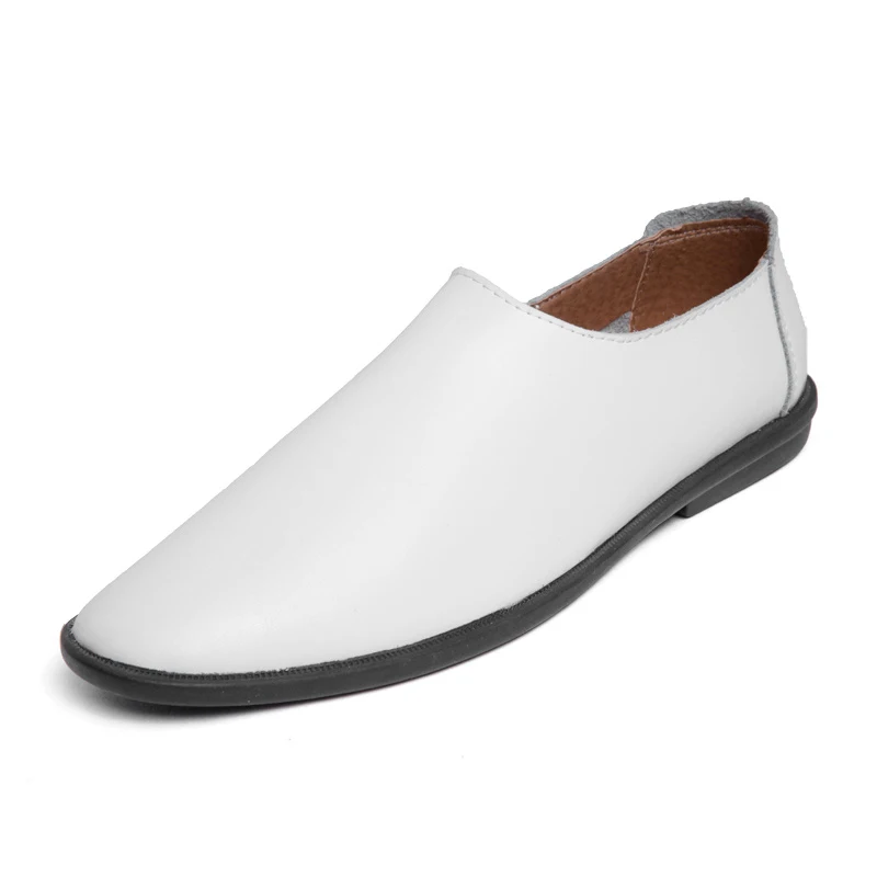 Мужские повседневные туфли без застежки черные Лоферы ручной работы из