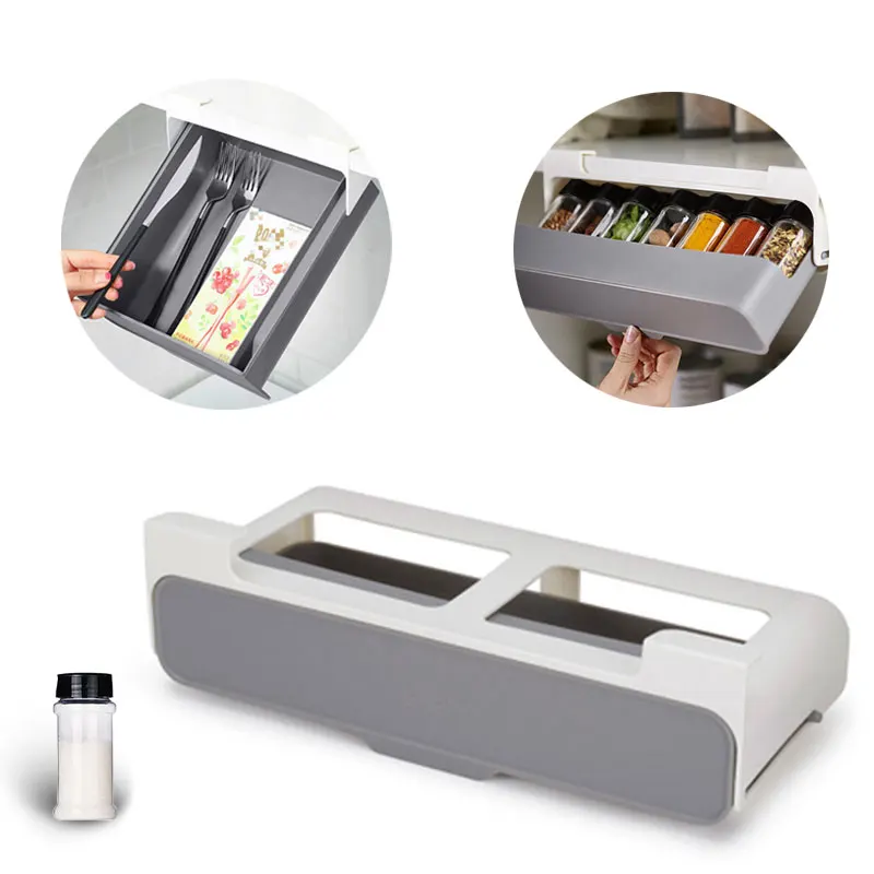 

Self Adhesive Seasoning Bottle Storage Multi Use Spice Organizer Wall Mounted Drawer Kitchen Accessories Holder Home Small Tools