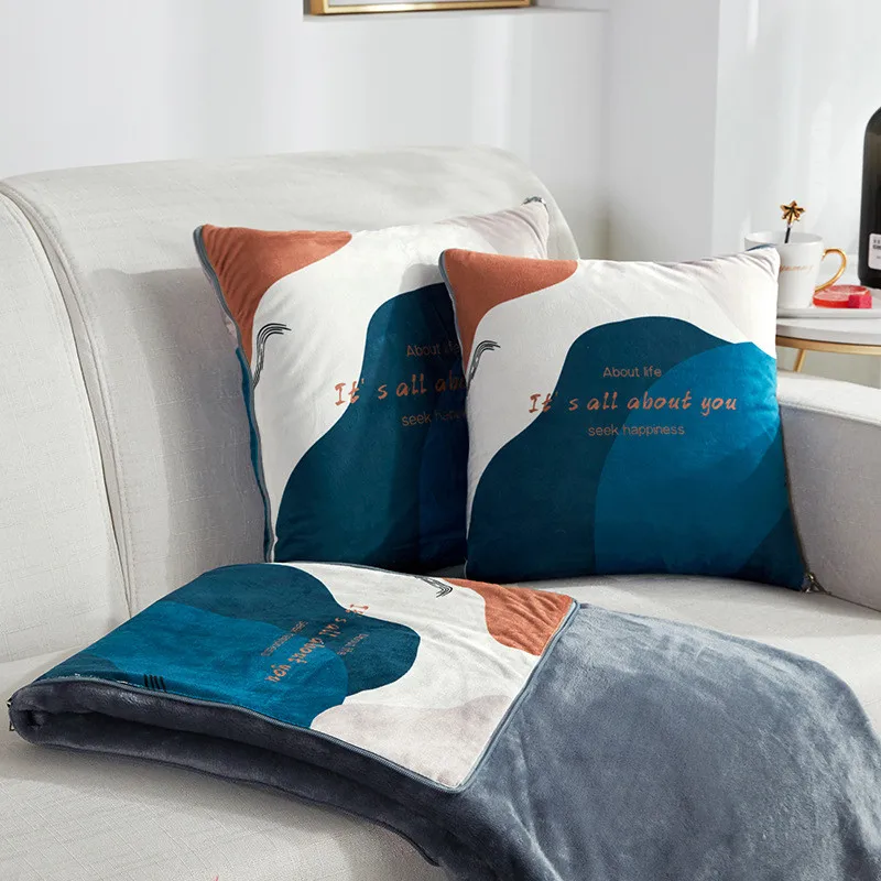 

Fashionable Pattern Pillow Quilt Multi-function Car Thickened Office Carpet Cushion Portable Dual-purpose Folding Blanket Nap
