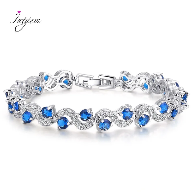 

925 Silver Fashion Design Trendy White Gold Color Bracelet AAA Cubic Zirconia Stone Bracelet for Women Jewelry Gifts Wholesale