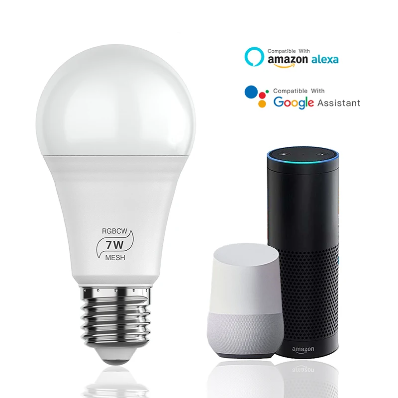 1/3/4/10 шт. смарт-лампы в виде Беспроводной Bluetooth 4,2/WI-FI вариант версия E27 лампы для домашнего освещения 7 Вт RGB+ CW+ WW холодный+ теплый свет с регулируемой яркостью