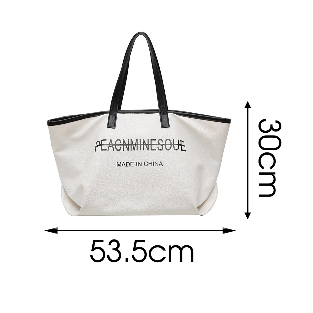 

Women Soft Leather Printed HandBag Female Large Capacity Top-handle Bag Letter Printed Lady Casual Tote Bag Fashion Shoulder Bag
