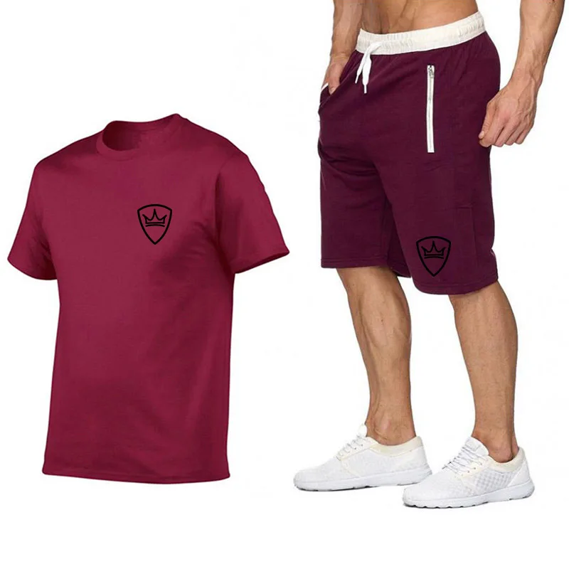 Комплект мужской спортивной одежды с коротким рукавом спортивный костюм для