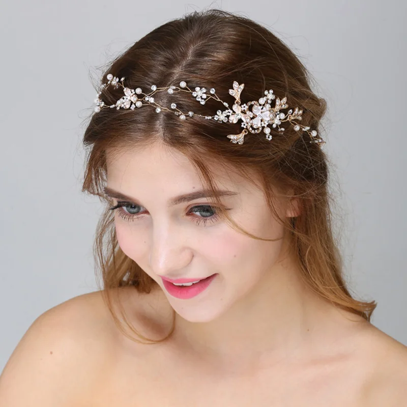 Gibsonbridal Handmade Wedding Headpiece Freshwater Pearl And Rhinestone Bride Hair Vine Accessory Women Hairbands | Украшения и