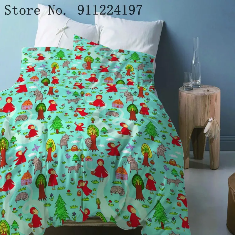 

Little Red Riding Hood printing Bedding Set High Quality Bedspread 3pcs Luxury Duvet Cover Comforter Bed Sets Home Textile
