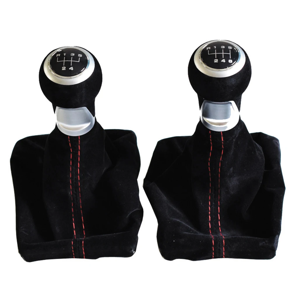 Черный красный замшевый Кожаный Автомобильный 5/6 скоростной ручной рычаг