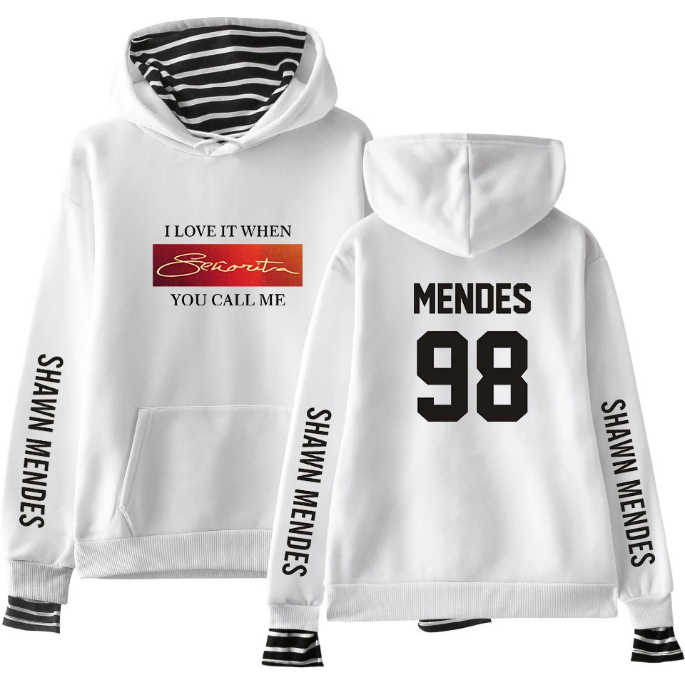 New shawn mendes Fake Two Pieces Hoodies Men/Women Autumn Winter Fashion Casual Sweatshirt Shawn Mendes Hip Hop Hoodie