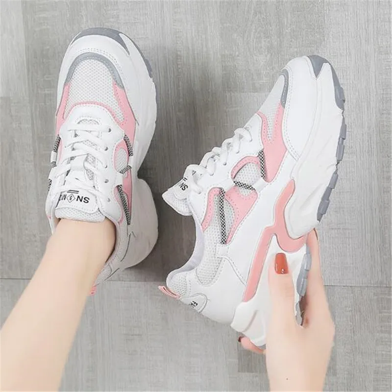 

New women's sneakers fashion mesh stitching breathable and comfortable thick-soled non-slip lightweight casual shoes women