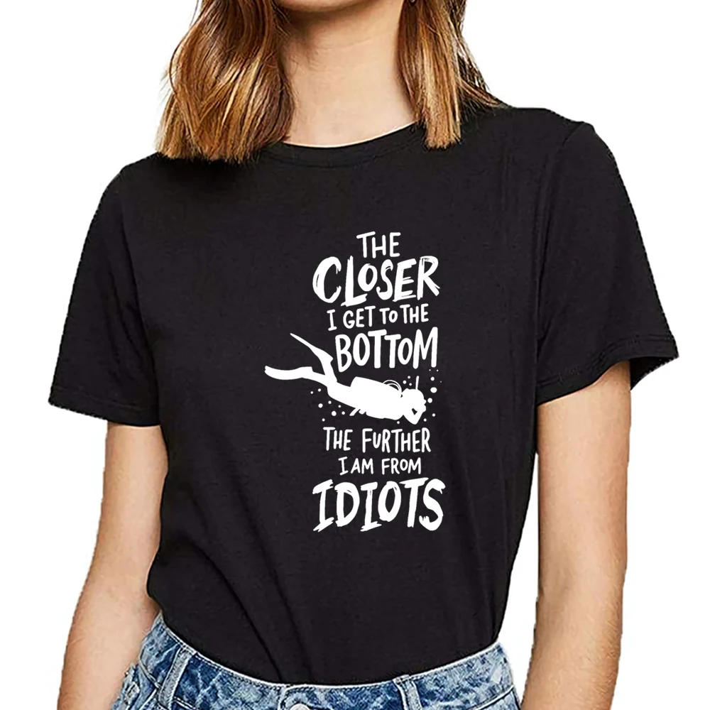 Топы Футболка Для женщин ближе к низу для аквалангиста дайвинг подарки