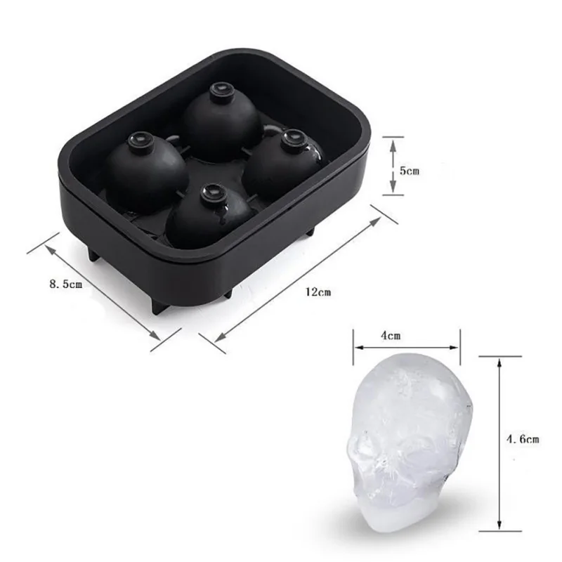 Creative silicone skull ice box DIY Ice Tray kitchen tools bar storage accessories 3D Skull Flexible Silicone Cube Mold | Дом и сад