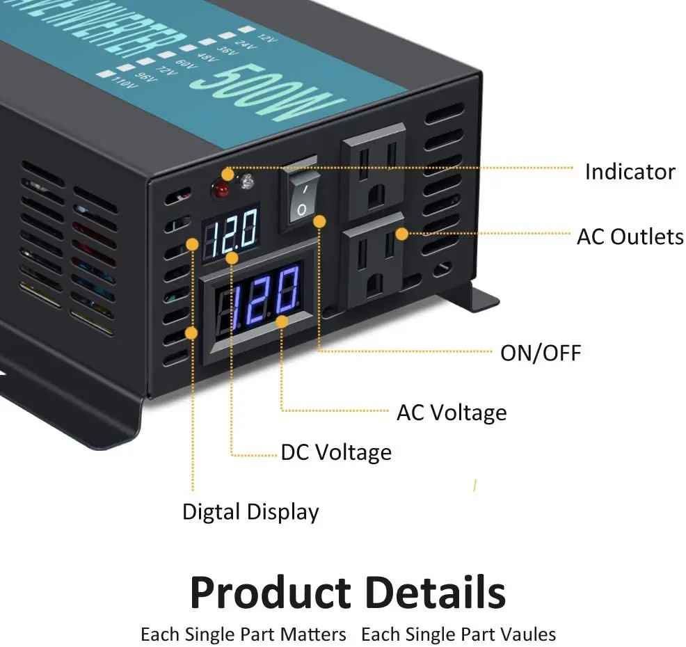 Автономный инвертор немодулированного синусоидального сигнала 24 В 220 500 Вт