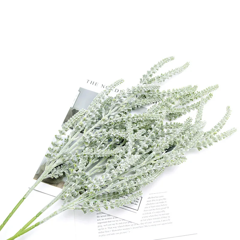 Зеленый искусственный цветок в скандинавском стиле 3 зубца имитация бамбукового