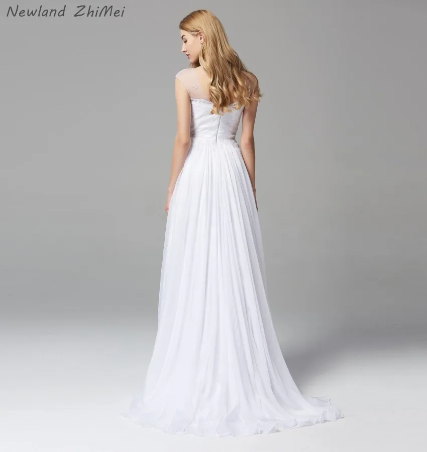 Vintage Boho Wedding Dresses Elegant Sexy Front Side Slit A Line Long Backless Chiffon Bride Dress robe de mariee