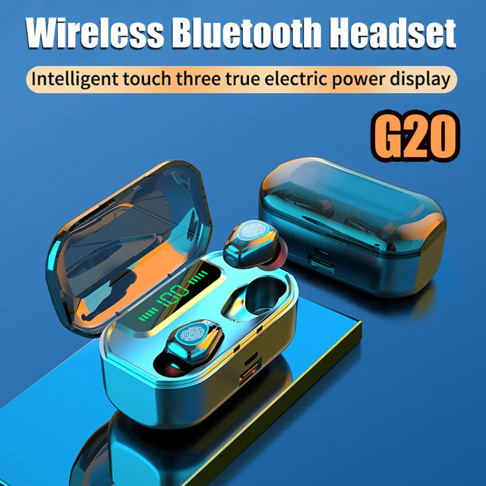 Новый G20 наушники вкладыши TWS с 3500 мАч Bluetooth V5.0 светодиодный Дисплей Беспроводной