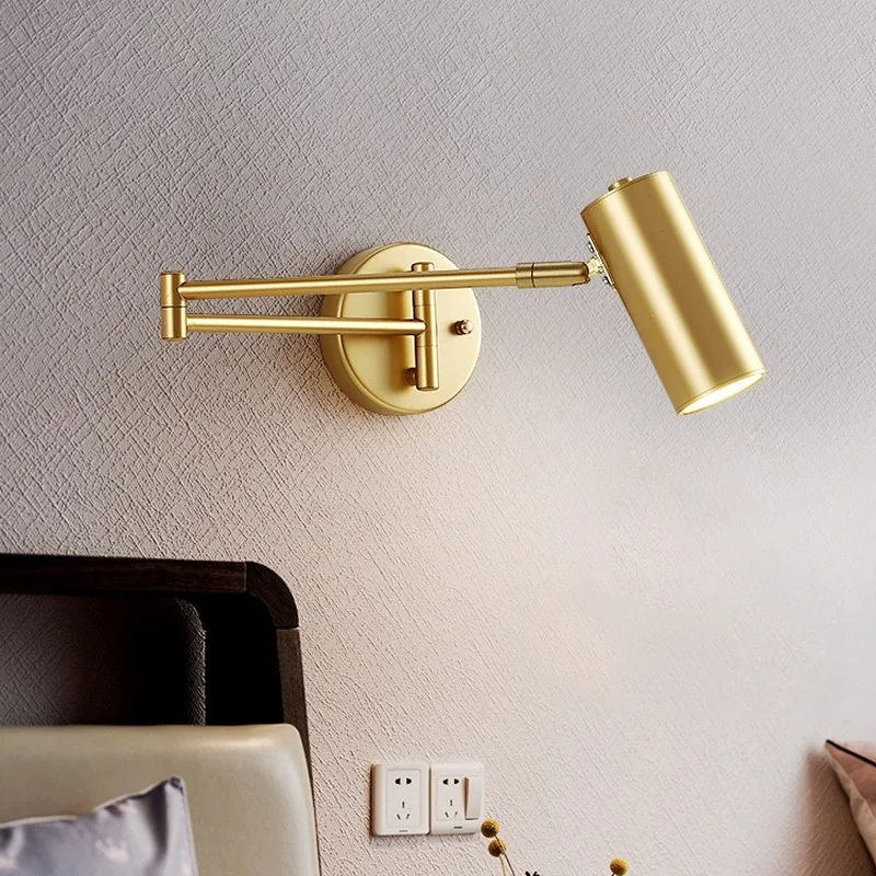 

1PC Led wall lamp Golden wall light fixture Adjustable Angle/ Length wall sconce bedroom/bathroom/mirror lamp WJ815