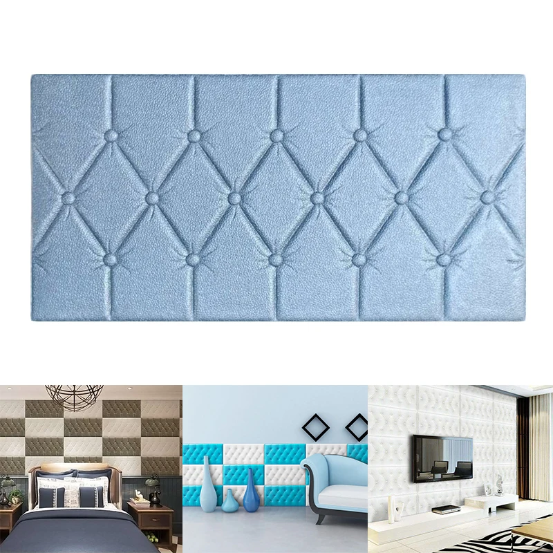 

Self Adhesive 3D Wall Sticking To Bedside Anti-Collision Soft Bag Wall Enclosure Cushion Waterproof Wall Panel Bedside Bumper