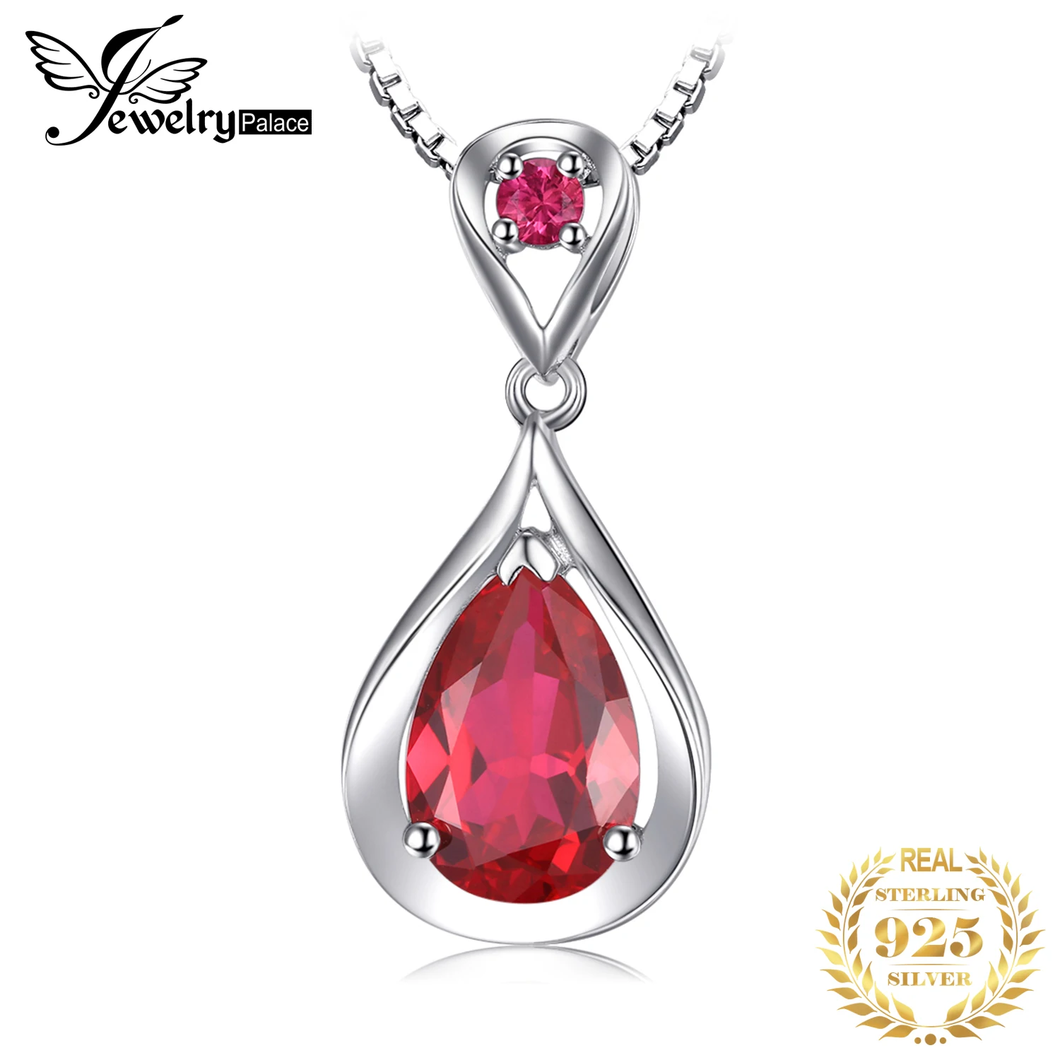 JewelryPalace капли воды 4ct создан красный рубин кулон 925 пробы серебряные ожерелья для