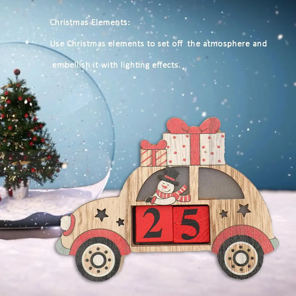 

Christmas Decorations European Wooden Creative Calendar Photography Props Luminous Calendar Ornaments Calendar Home Decoration