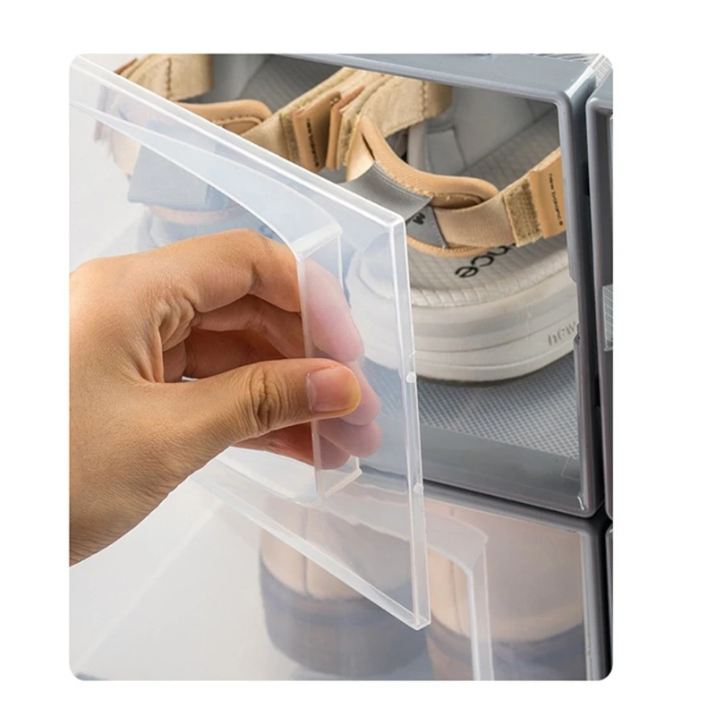 

2021 New Clear Plastic Shoe Storage Box Thickened Stackable Shoe Case Organizer Drawer Type Container for Men Women
