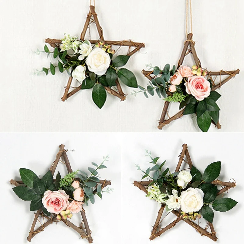 2X искусственные розы подвесной венок цветы гирлянда дверь из ротанга Свадебный