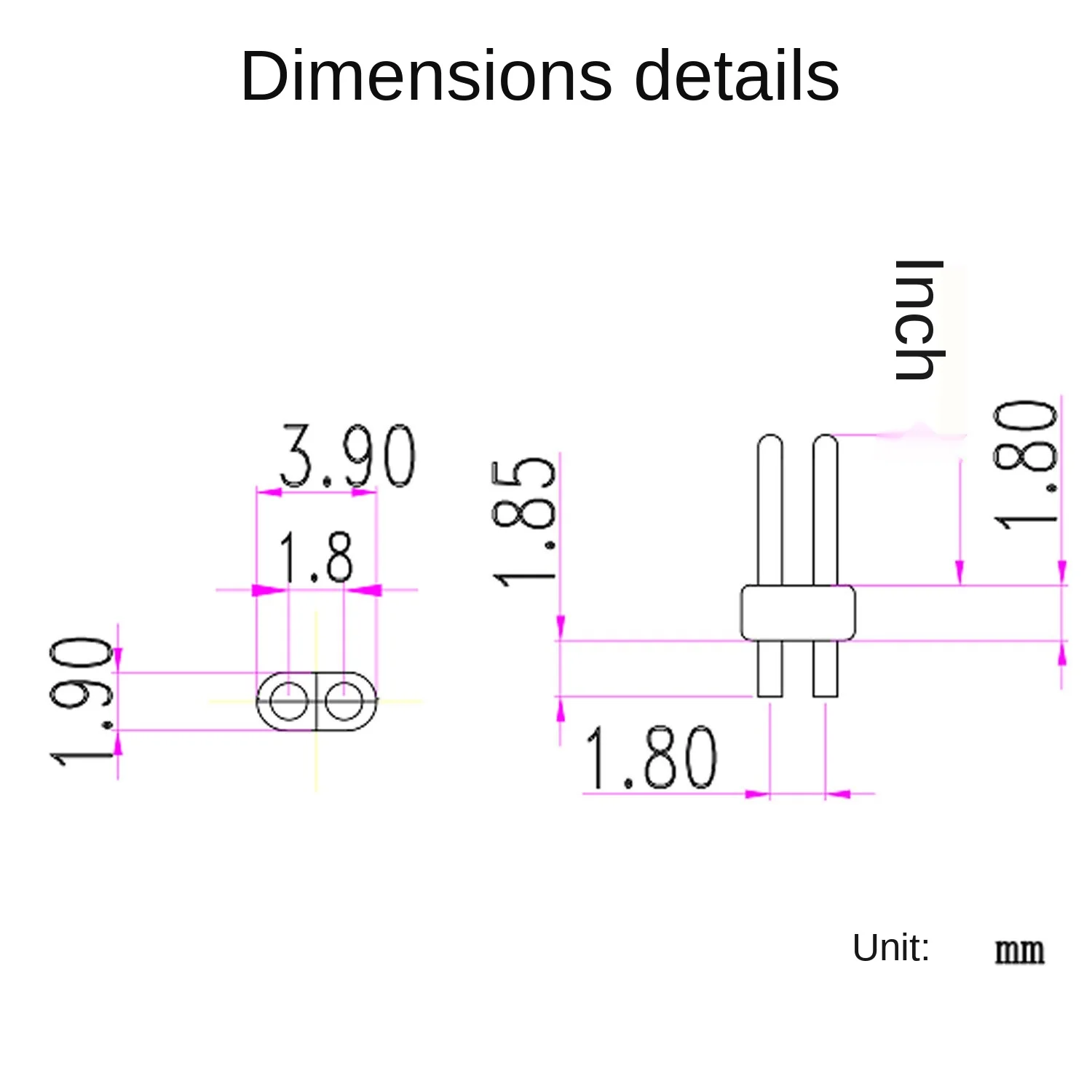 Универсальный 2-контактный штифт из фосфористой меди полипропилен 0 75 78