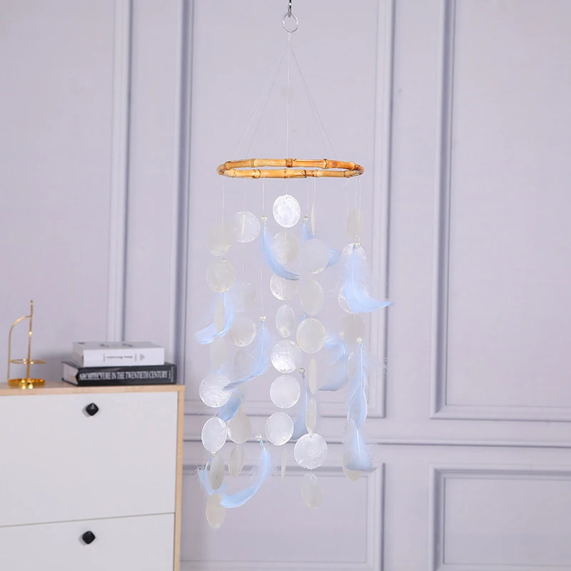 Колокольчики с ракушками и перьями натуральные расслабляющие успокаивающие