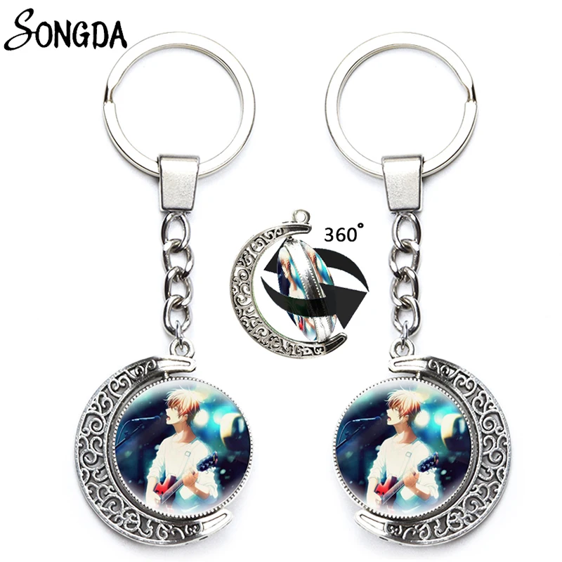 

Japan Anime GIVEN Moon Keychains Holder Cartoon Figures Uenoyama Ritsuka Keyrings Key Chains for Bag 360 Degrees Rotated Jewelry