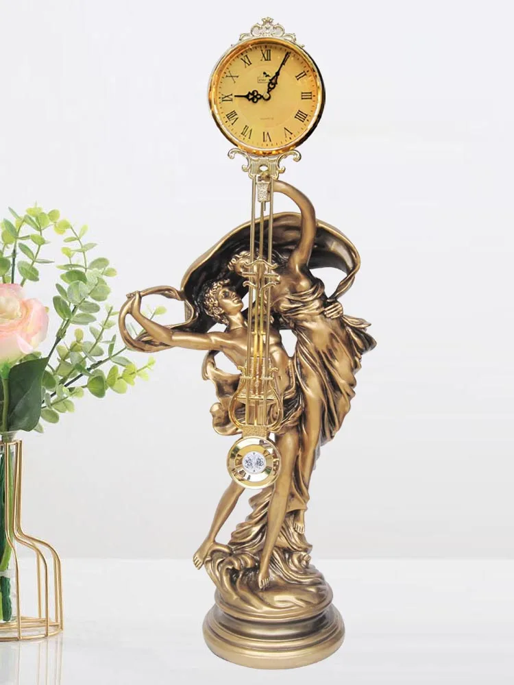 

zq Living Room Mute Clock European-Style Clock Swing Craft Clock Art Decoration Classical Home Decoration