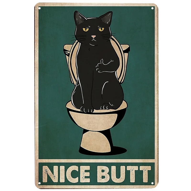 

Черная кошка, туалет, красивые печатные технические жестяные знаки, забавный постер, декор для бара, паба, клуба, украшение для гостиной, дом...