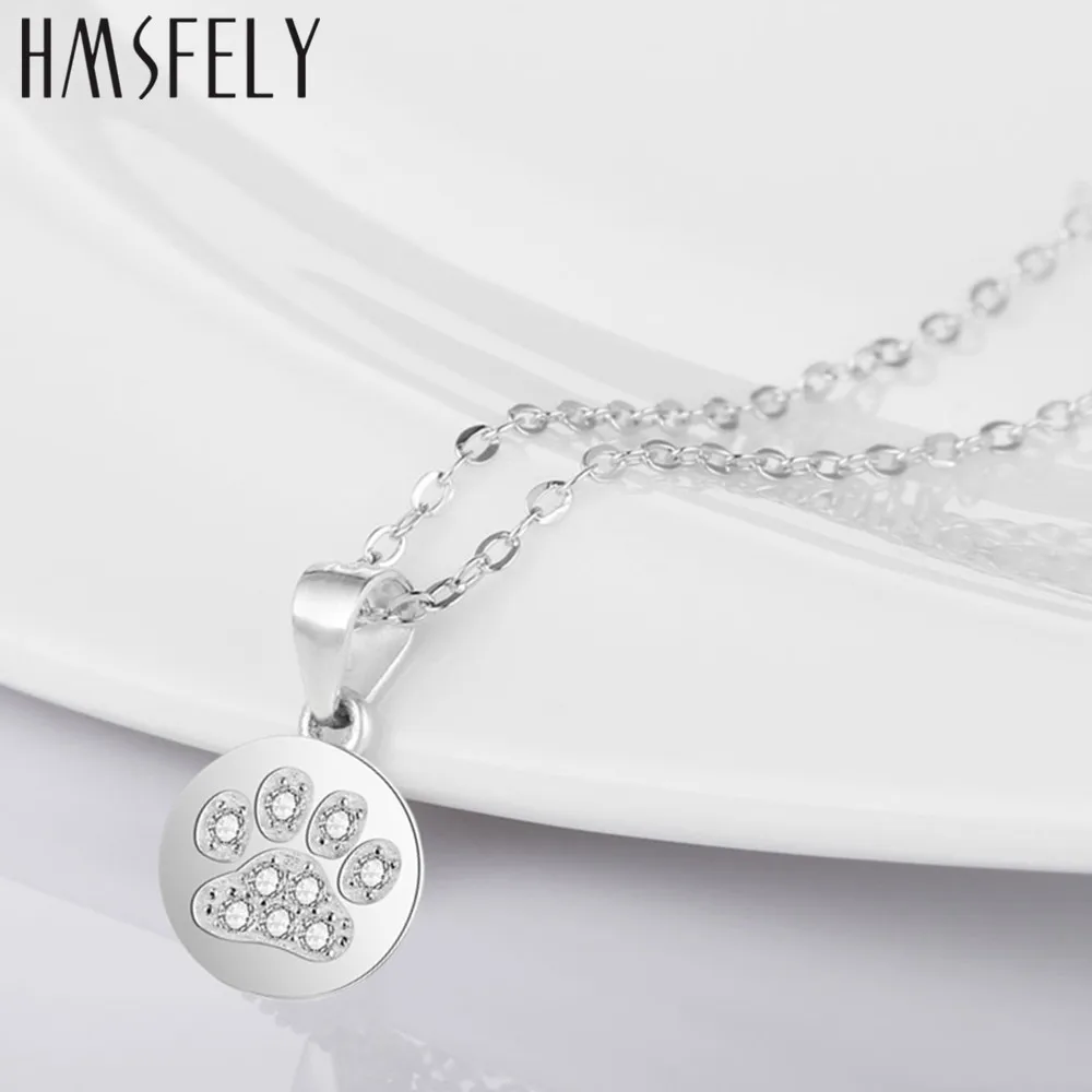 Ожерелье HMSFELY женское из серебра 925 пробы с подвеской в виде следа собаки Подвески